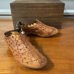 Rieker Women Sina Antistress Woven Brown Leather Slingback Sandal Size 40 EU